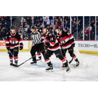 Belleville Senators' Angus Crookshank, 	Rourke Chartier and Lassi Thomson on game day