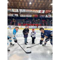 Wisconsin Windigo Ceremonial puck drop with Mosinee (Grady Smith) and Price Ice (Landon Yaklyvich) youth hockey players