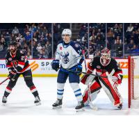 Belleville Senators goaltender Mads Søgaard and defenceman Jack Dougherty vs. the Manitoba Moose