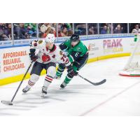 Rockford IceHogs' Dylan Sikura and Texas Stars' Ben Gleason on game night