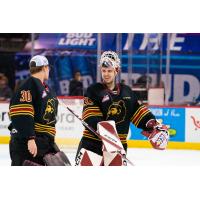 Vancouver Giants' Jesper Vikman and Brett Mirwald