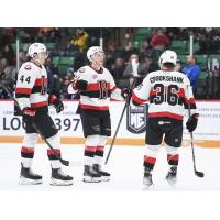 Belleville Senators' Kristians Rubins, Maxence Guenette And Angus Crookshank On Game Night