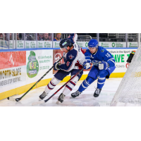 Wichita Thunder forward Timur Ibragimov (right) vs. the Tulsa Oilers