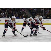 South Carolina Stingrays' Matt Anderson, Lawton Courtnall and Alexandre Fortin on game night