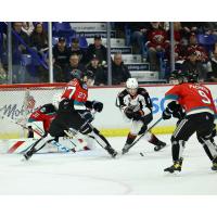 Kelowna Rockets' Jackson DeSouza and Marcus Pacheco on the ice