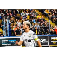 Victor Parreiras of the Florida Tropics celebrates one of his two goals against the Milwaukee Wave