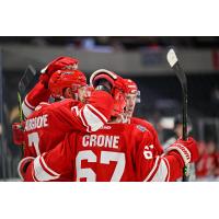 Allen Americans celebrate a goal by Hank Crone