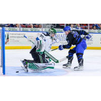 Wichita Thunder forward Michal Stinil sneaks a shot past the Idaho Steelheads' netminder