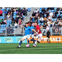 Defender Cale Loughrey with FC Edmonton