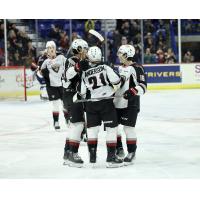 Vancouver Giants' Jaden Lipinski, Dylan Anderson and Will Subject on game night