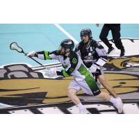 Mike Messenger of the Saskatchewan Rush vs. the Calgary Roughnecks