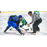 Wichita Thunder forward Quinn Preston (left) in the face off circle