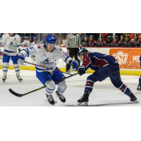 Wichita Thunder forward Timur Ibragimov (left) vs. the Tulsa Oilers