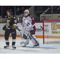 Kingston Frontenacs' Gabriel Frasca and Peterborough Petes' Michael Simpson on game night