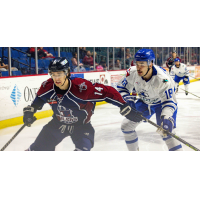 Wichita Thunder forward Chris Van Os-Shaw (right) vs. the Tulsa Oilers