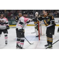 Iowa Heartlanders' Yuki Miura and Wheeling Nailers' Davis Bunz