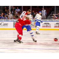 Wichita Thunder forward Stefan Fournier mixes it up with the Allen Americans