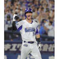 Outfielder Tomo Otosaka with the Yokohama BayStars