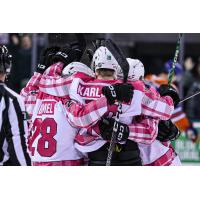 Texas Stars' Matej Blumel and Fredrik Karlstrom celebrate win