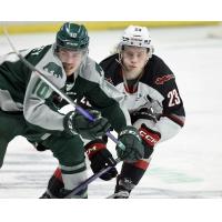 Everett Silvertips' Beau Courtney versus Vancouver Giants' Kyle Bochek