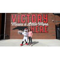 Fayetteville Woodpeckers General Manager Michelle Skinner and mascot Bunker