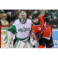 Texas Stars' Anton Khudobin and Rockford IceHogs' Morgan Adams-Moisan