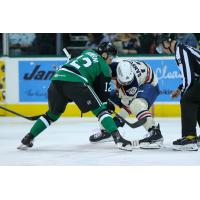 Texas Stars' Riley Damiani battles Milwaukee Admirals' Zach Sanford