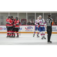 Belleville Senators celebrating victory over Rochester Americans