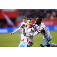 Chicago Fire FC's Fabian Herbers and Kei Kamara