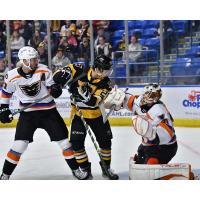 Lehigh Valley Phantoms' Garrett Wilson and Wilkes-Barre/Scranton Penguins' Tyler Sikura