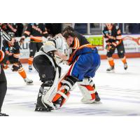 Wheeling Nailers' Brad Barone takes on Fort Wayne Komets' Ryan Fanti