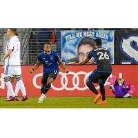 Jeremy Ebobisse of the San Jose Earthquakes celebrates his goal against Vancouver last weekend