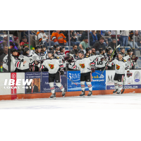 Indy Fuel's Zachary Vinnell, Colin Bilek and Alex Wideman congratulate teammates