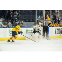 Norfolk Admirals' Darick Louis-Jean and Wheeling Nailers' Brooklyn Kalmikov in action