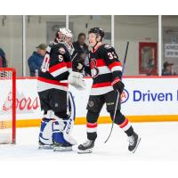 Belleville Senators' Dylan Ferguson and Lassi Thomson