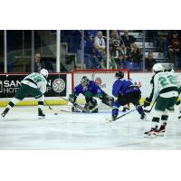 Vancouver Giants' Jesper Vikman versus Everett Silvertips' Raphael Pelletier