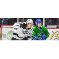 Ontario Reign's Andre Lee versus Abbotsford Canucks' Danila Klimovich