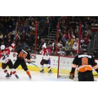 The Cincinnati Cyclones celebrate Justin Vaive's goal against the Fort Wayne Komets