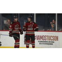 Tucson Roadrunners' Nathan Smith and Michael Carcone on game night