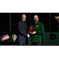 WHL Vice President, Hockey, Richard Doerksen and Prince Albert Raiders' Athletic Therapist Duane Bartley