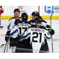 Idaho Steelheads' Ty Pelton-Byce and Demetrios Koumontzis celebrate win