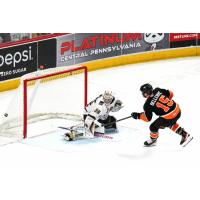 Hershey Bears' Zachary Fucale versus Lehigh Valley Phantoms' Jordy Bellerive