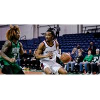 Cleveland Charge guard Sharife Cooper with the ball against the Maine Celtics