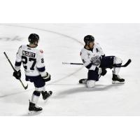 Worcester Railers' Myles McGurty and Anthony Repaci on the ice