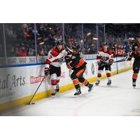 Rapid City Rush's Keegan Iverson versus Kansas City Mavericks' Josh Elmes