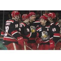 Grand Rapids Griffins gather after a goal