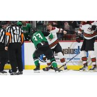 Texas Stars' Scott Reedy takes on Tucson Roadrunners' Ronald Knot