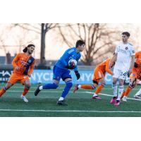 New York City FC II's Justin Haak and Atlanta United 2's Tristan Trager on the field