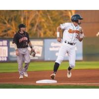 Infielder Alejandro Rivero with the Boise Hawks