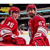 Allen Americans forwards Liam Finlay (left) and Hank Crone